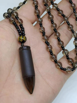 Obsidian-Bullet Pendant Necklace